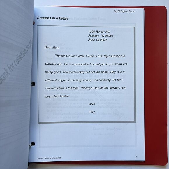 BJU Press Bob Jones English 5 Writing Grammar Student Handouts Homeschool Curric - Picture 8 of 11